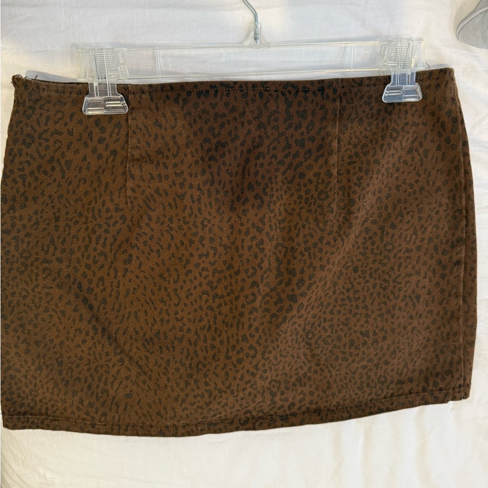 Altered State  Brown Animal Print Mini Skirt